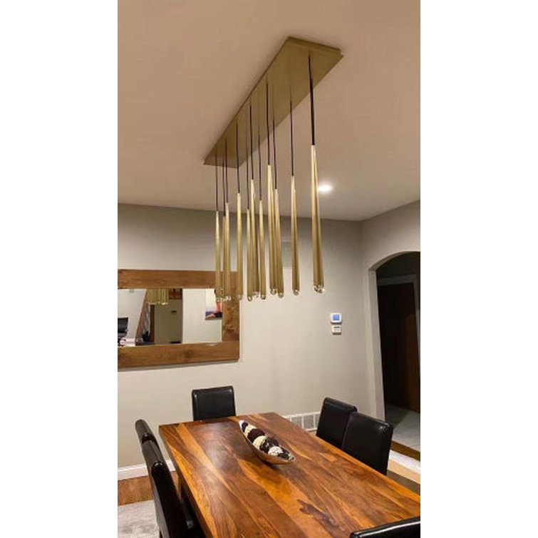 Cascade Black Brass 23-Light LED Island Chandelier with Hand-Cut Crystal
