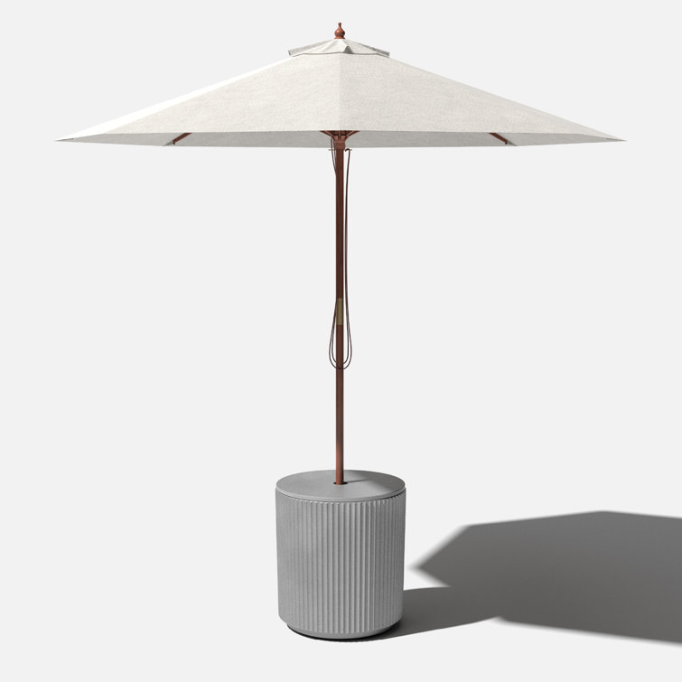 Gray Concrete-Composite Outdoor Umbrella Side Table