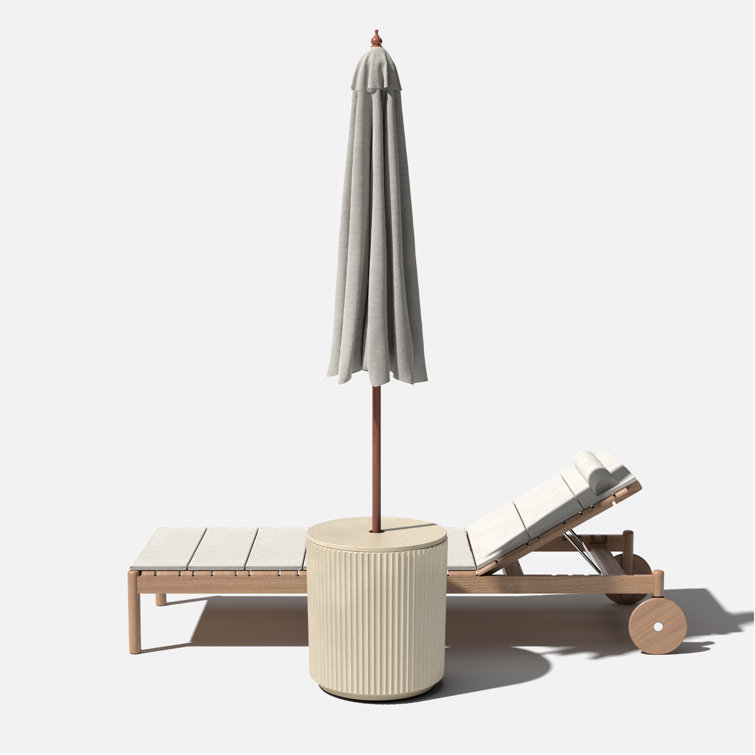 Sand Concrete-Plastic Outdoor Side Table with Umbrella Hole