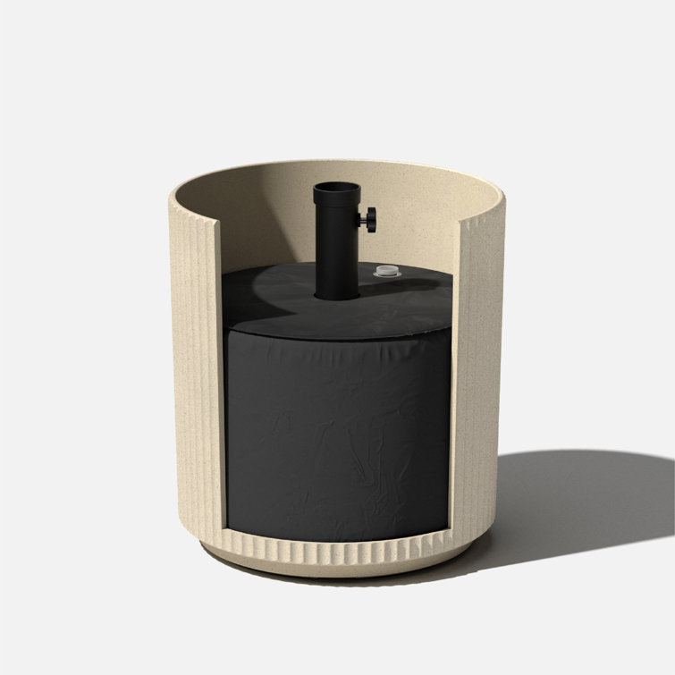 Sand Concrete-Plastic Outdoor Side Table with Umbrella Hole