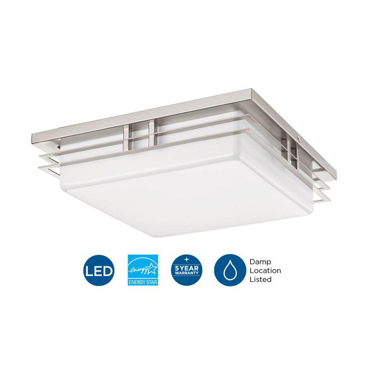 Helm Brushed Nickel 14" LED Flush Mount Light with Acrylic Diffuser