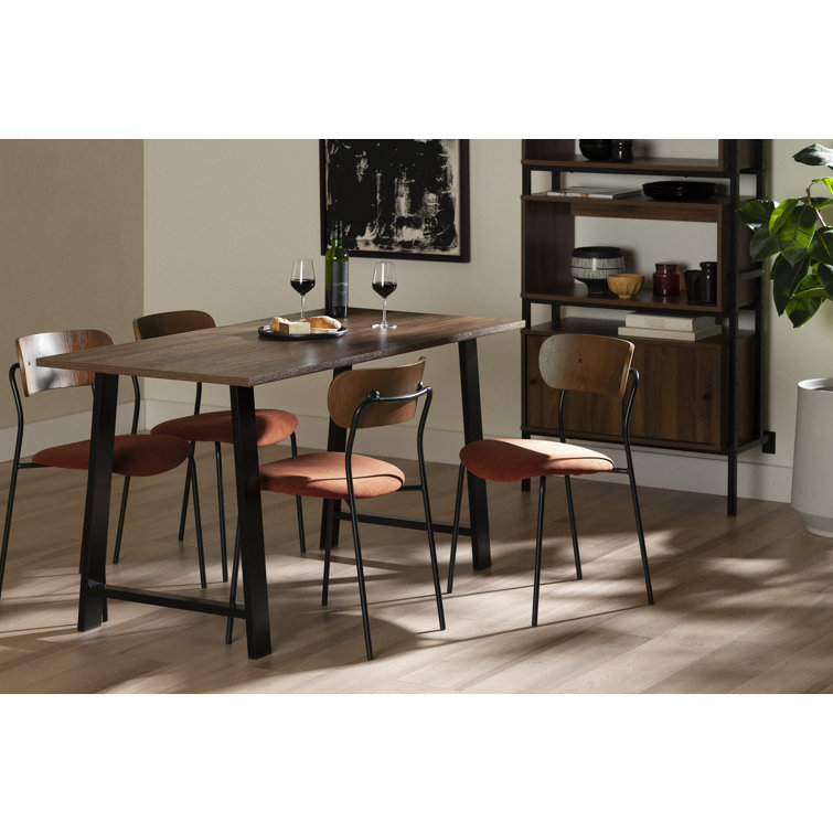 Burnt Orange and Brown Velvet Upholstered Side Chair with Metal Legs