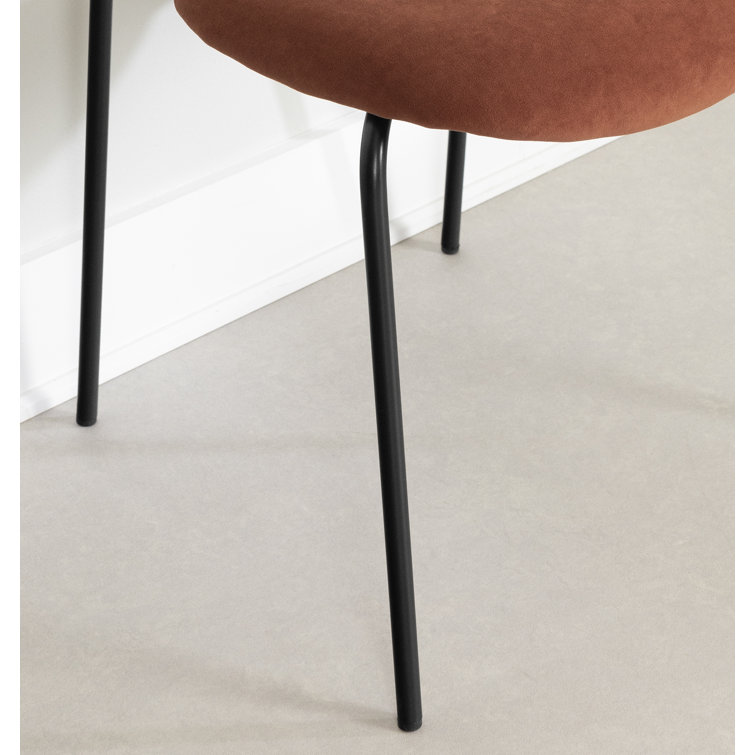 Burnt Orange and Brown Velvet Upholstered Side Chair with Metal Legs