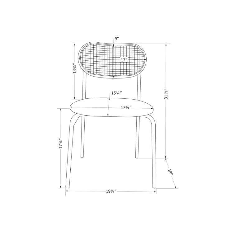 Black and Natural Rattan Cane Side Chair
