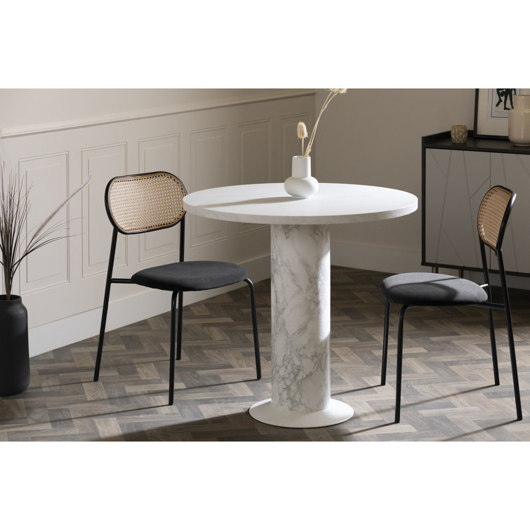 Black and Natural Rattan Cane Side Chair