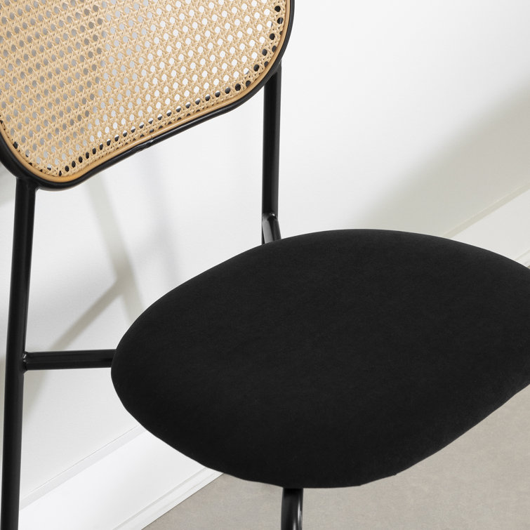 Black and Natural Rattan Cane Side Chair