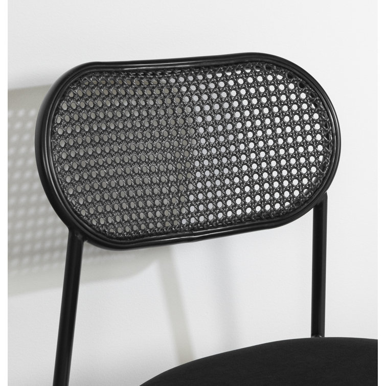Black Rattan and Cane Mid-Century Side Chair Set