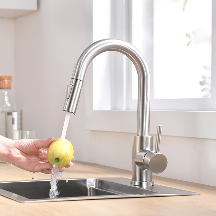 Brushed Nickel Single Handle Pull Down Kitchen Faucet