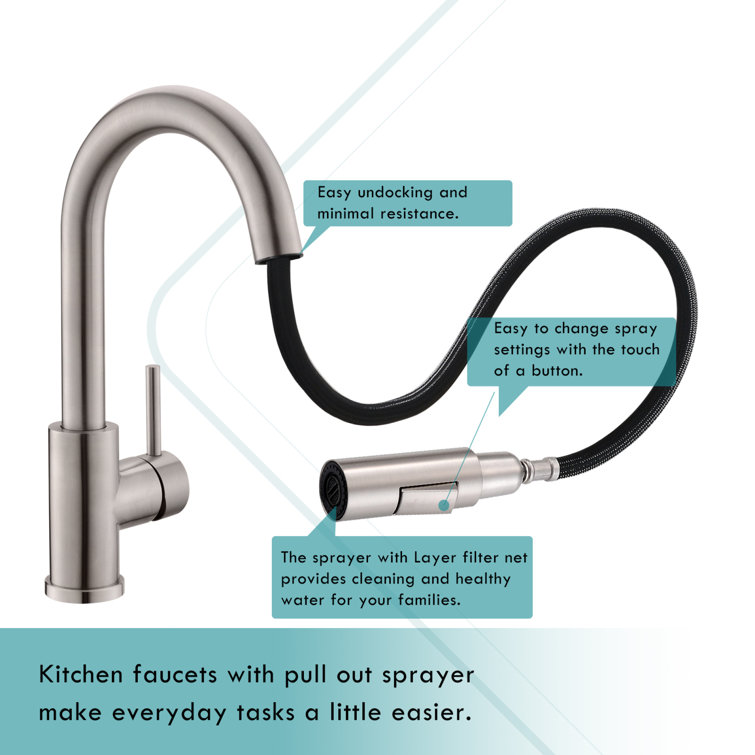 Brushed Nickel Single Handle Pull Down Kitchen Faucet