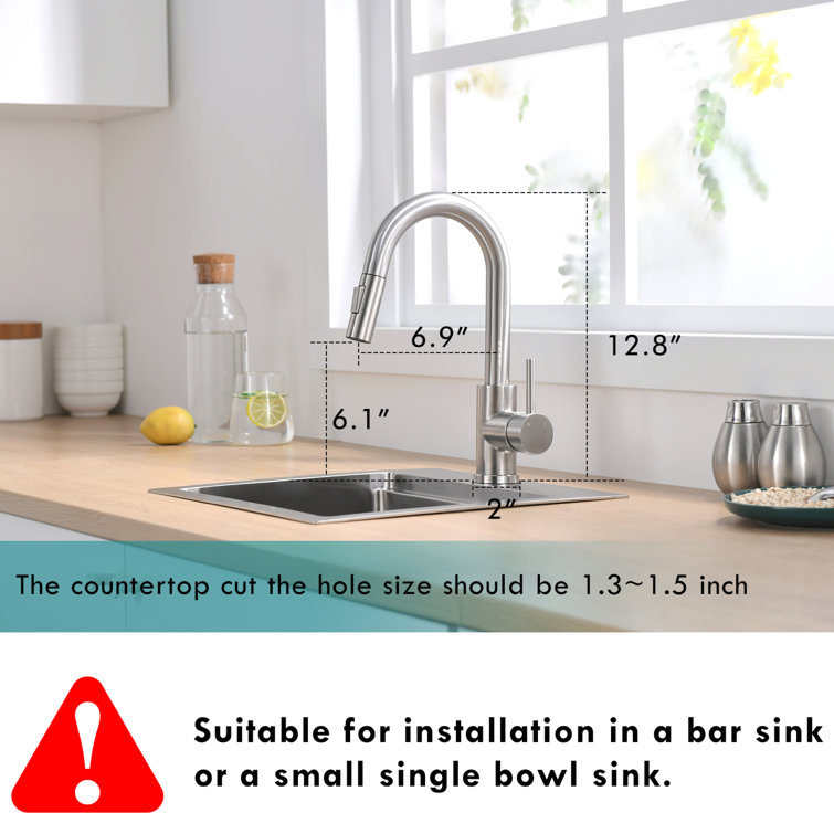 Brushed Nickel Single Handle Pull Down Kitchen Faucet
