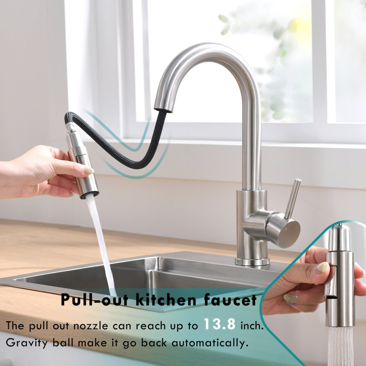 Brushed Nickel Single Handle Pull Down Kitchen Faucet