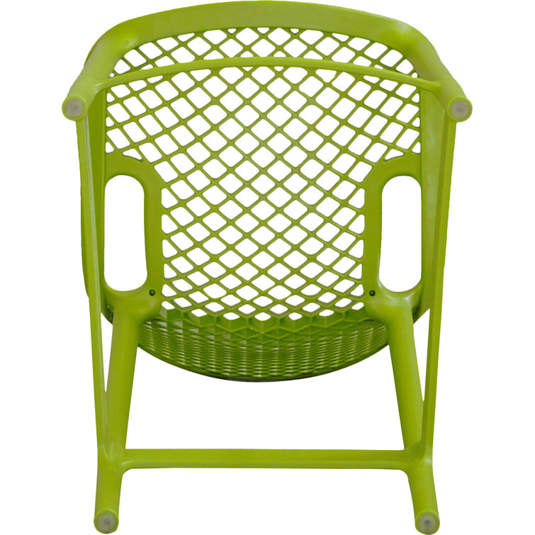 Tropical Green Plastic Outdoor Bar Stools with Footrest - Set of 2