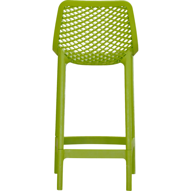 White Plastic Outdoor Bar Stools with Diamond Design, Set of 2