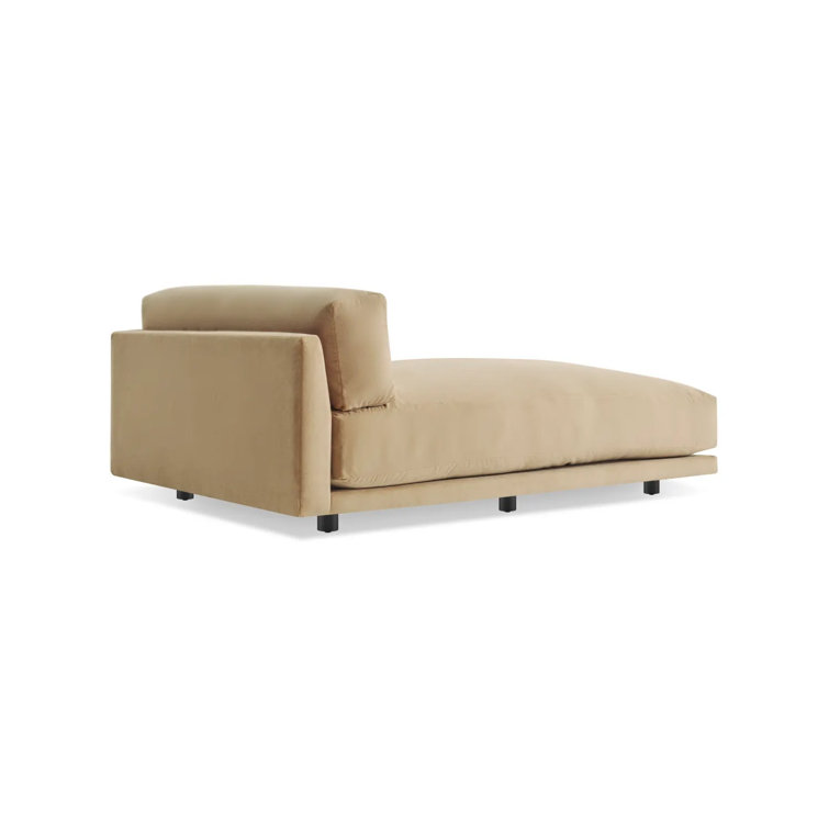 Camel Velvet Right Hand Facing Chaise Lounge