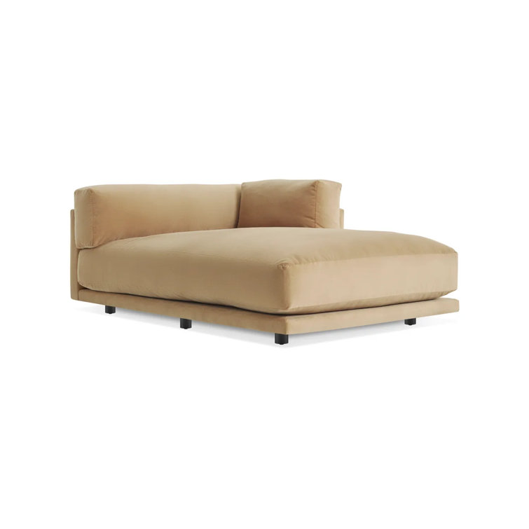 Camel Velvet Right Hand Facing Chaise Lounge