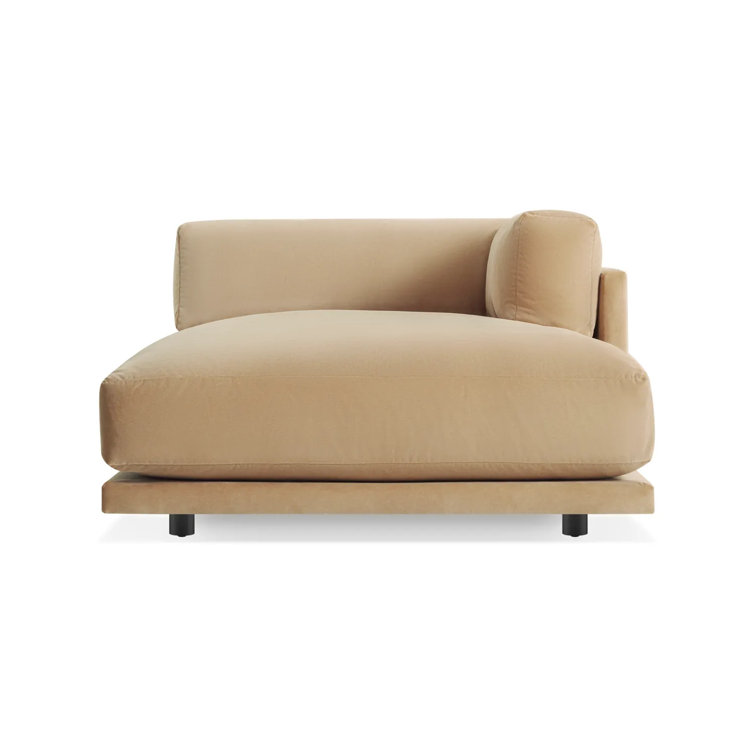 Camel Velvet Right Hand Facing Chaise Lounge