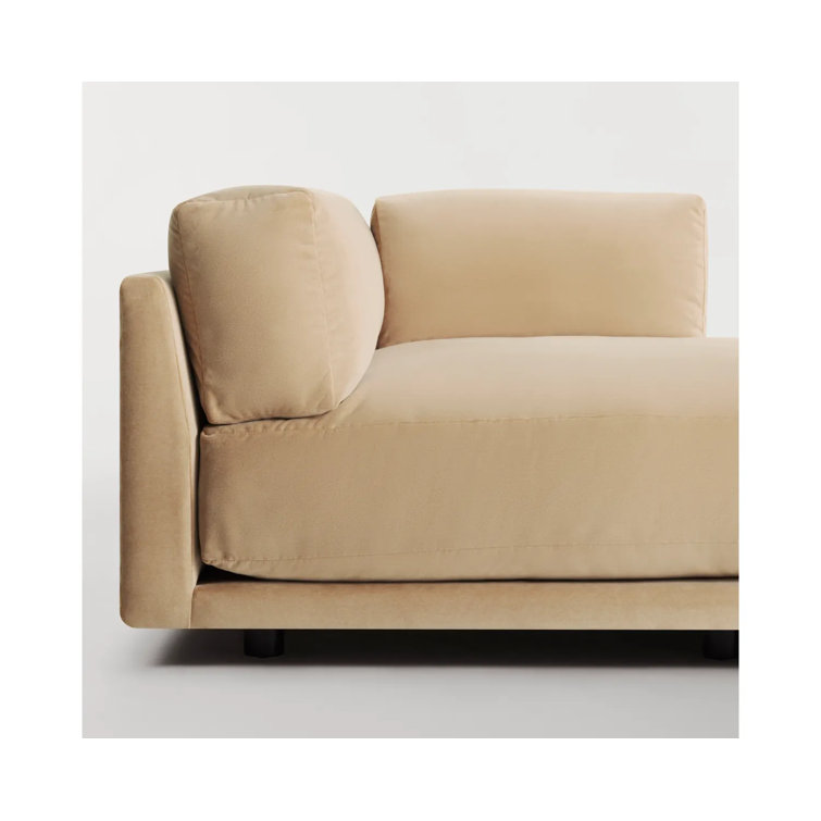 Camel Velvet Right Hand Facing Chaise Lounge
