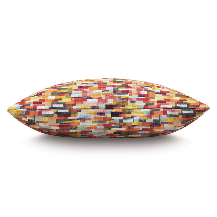 Multicolor Geometric Rayon Lumbar Pillow with Insert