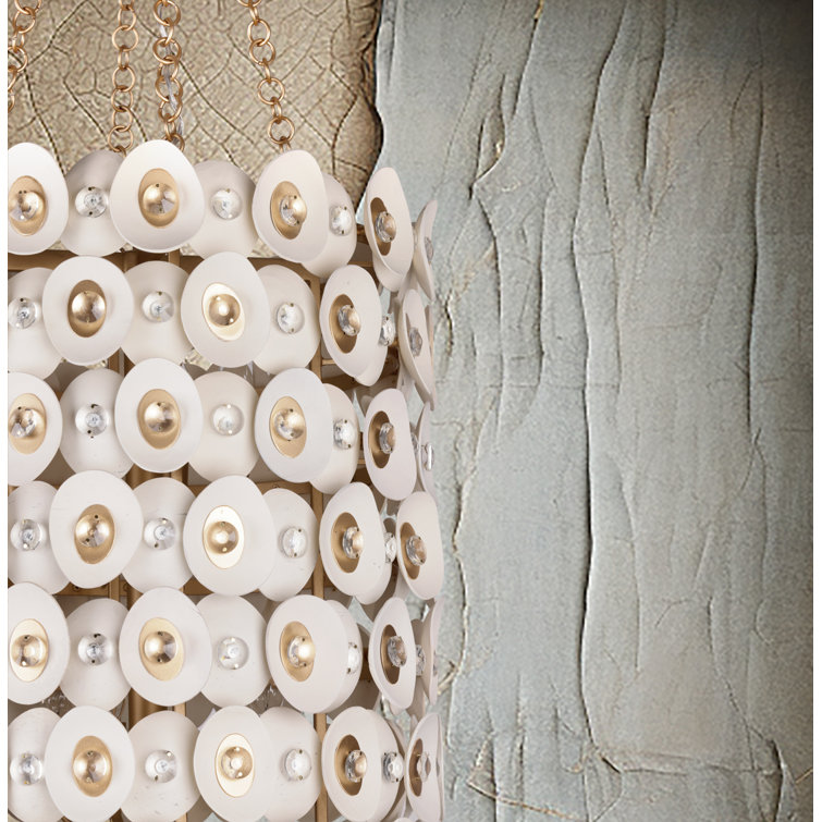 Fawn Gold Coconut Shell 12-Light Pendant Chandelier