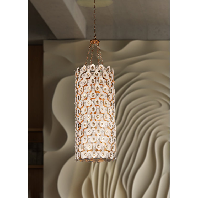 Fawn Gold Coconut Shell 12-Light Pendant Chandelier