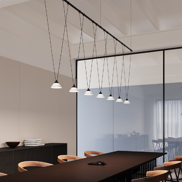 Black Glass LED Island Pendant Light Fixture
