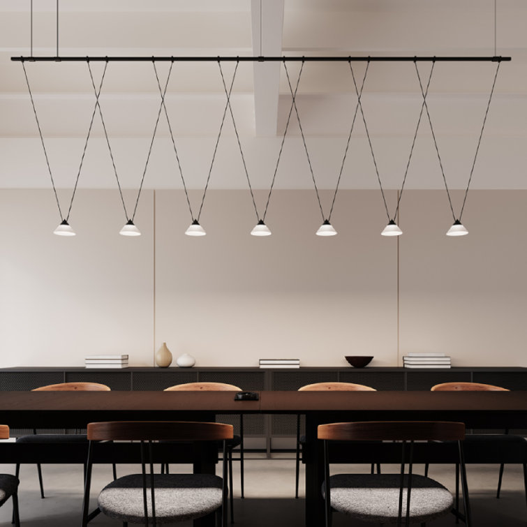 Black Glass LED Island Pendant Light Fixture