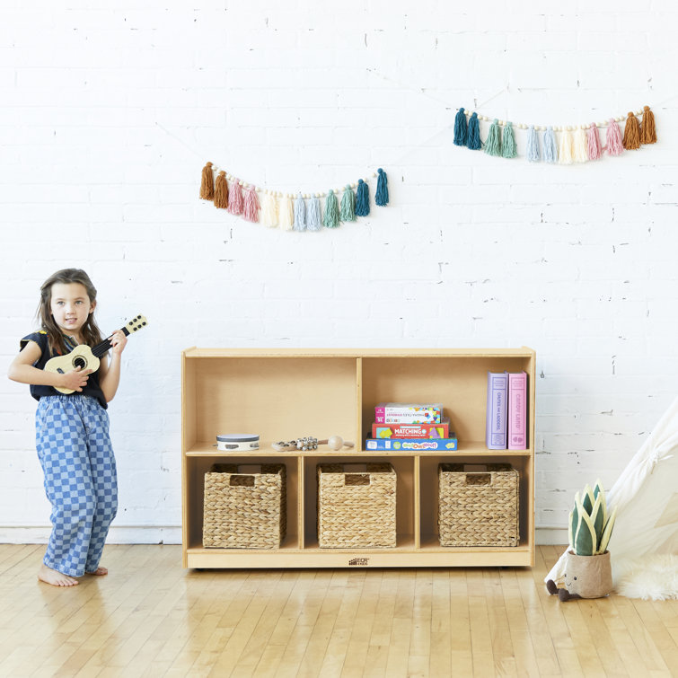 Birch Harmony 5-Compartment Mobile Storage Cabinet in Natural Finish