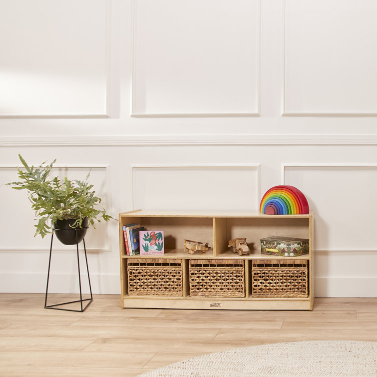Birch Harmony 5-Compartment Mobile Storage Cabinet in Natural Finish