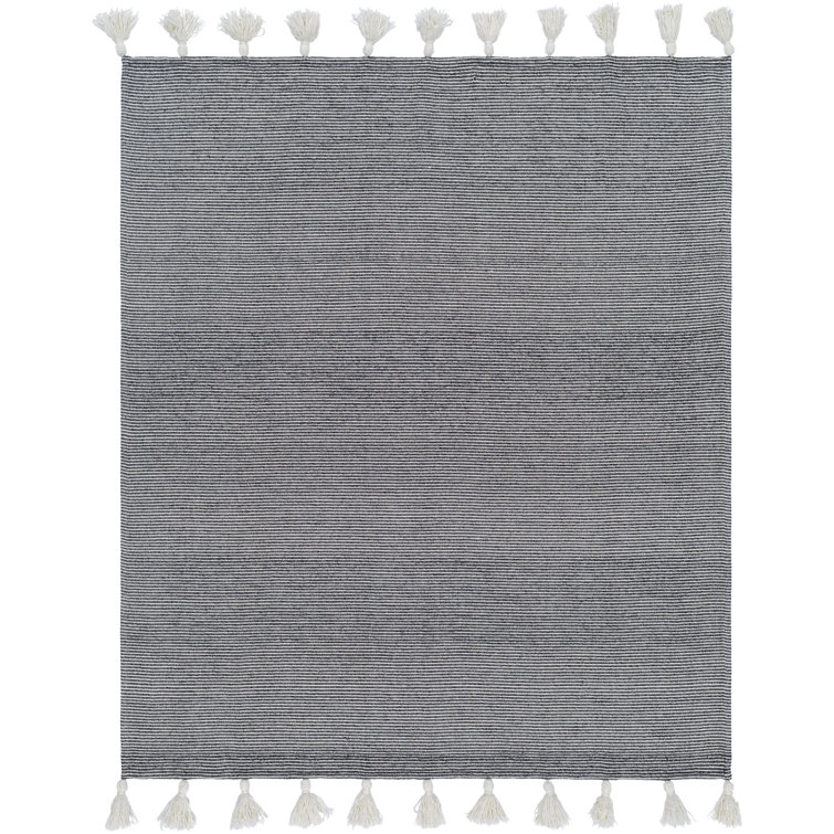 Kapri Black and Light Beige Cotton Reversible Throw Blanket