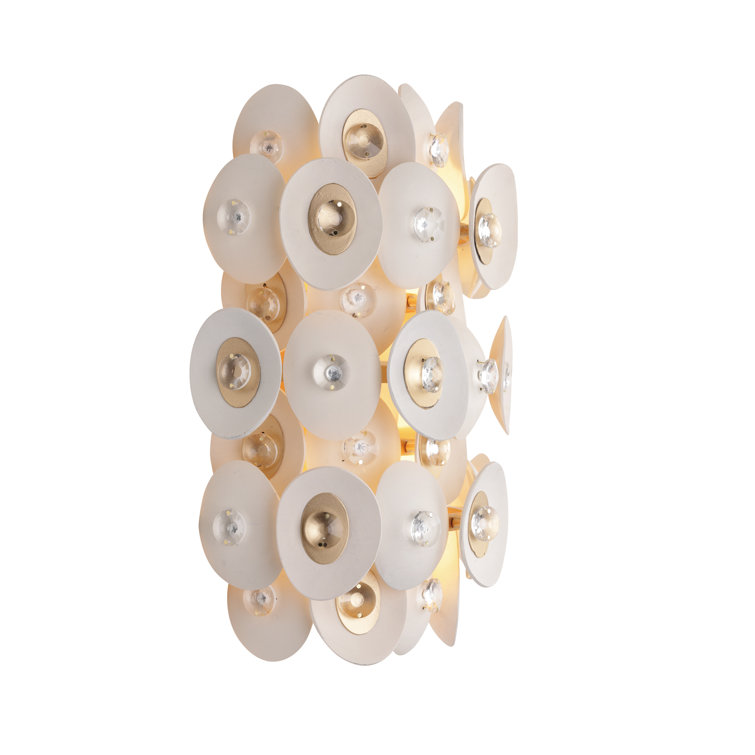 Gold and White Coconut Shell 2-Light Wall Sconce