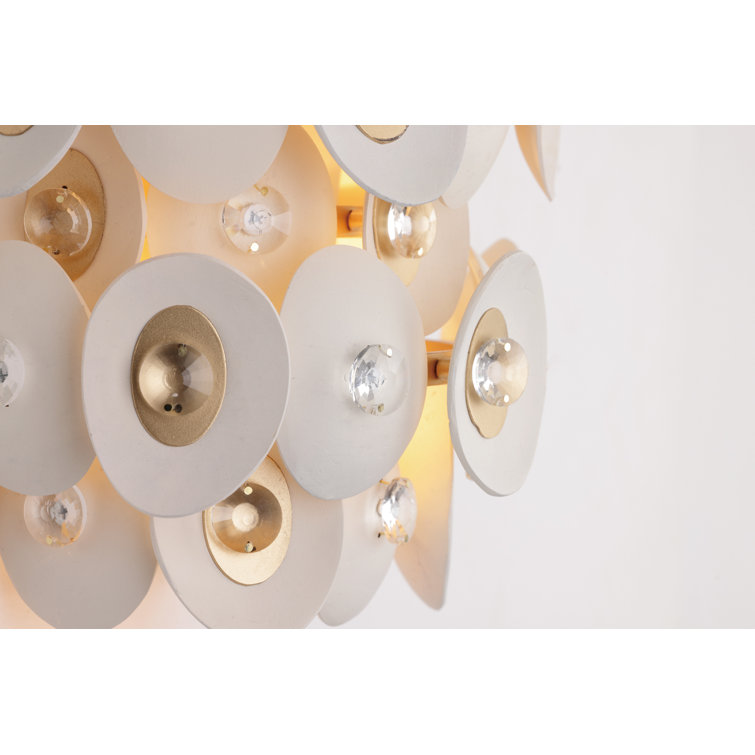 Gold and White Coconut Shell 2-Light Wall Sconce