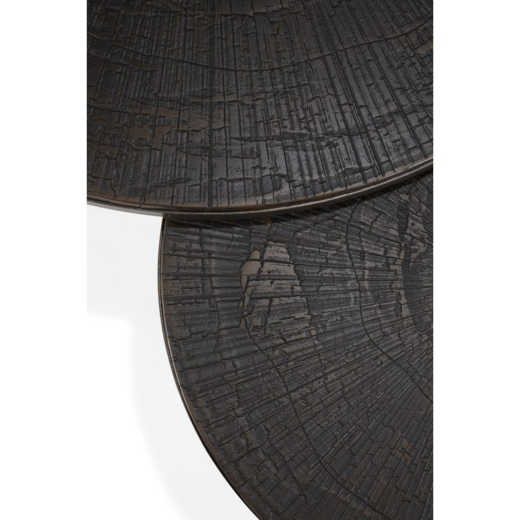 Round Dark Brown Metal Nesting Coffee Table Set