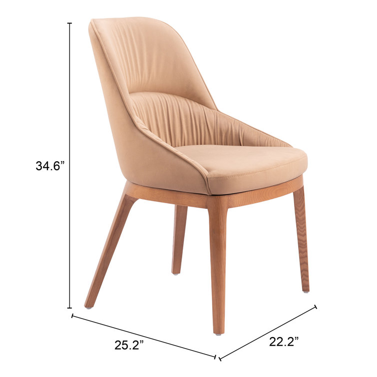 Tan Faux Leather Upholstered Side Chair with Wood Legs