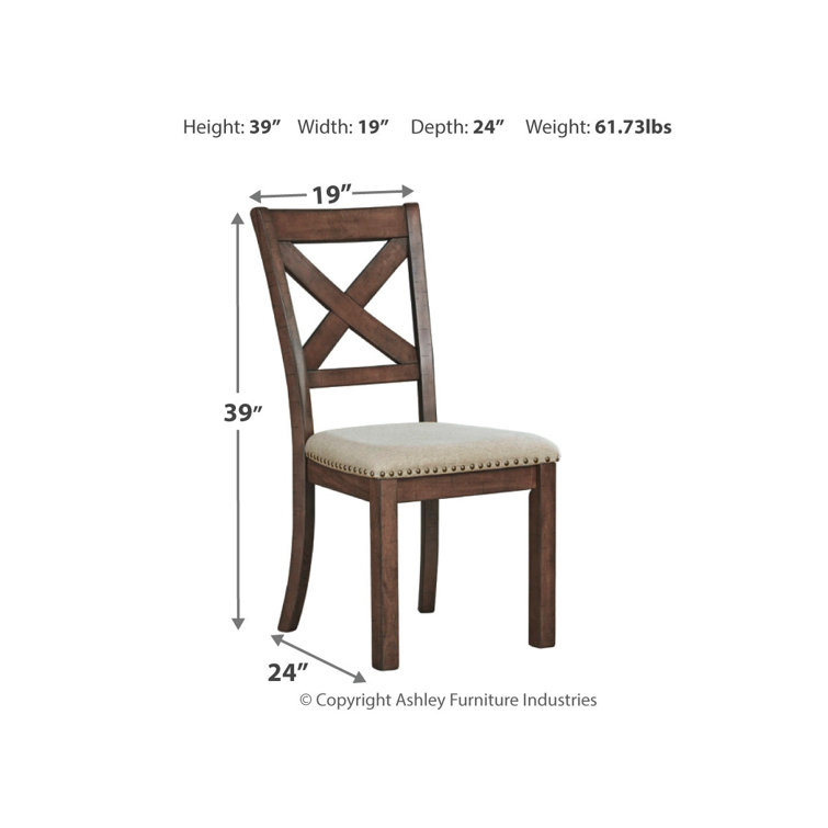 Brown Upholstered Wood Cross Back Side Chair