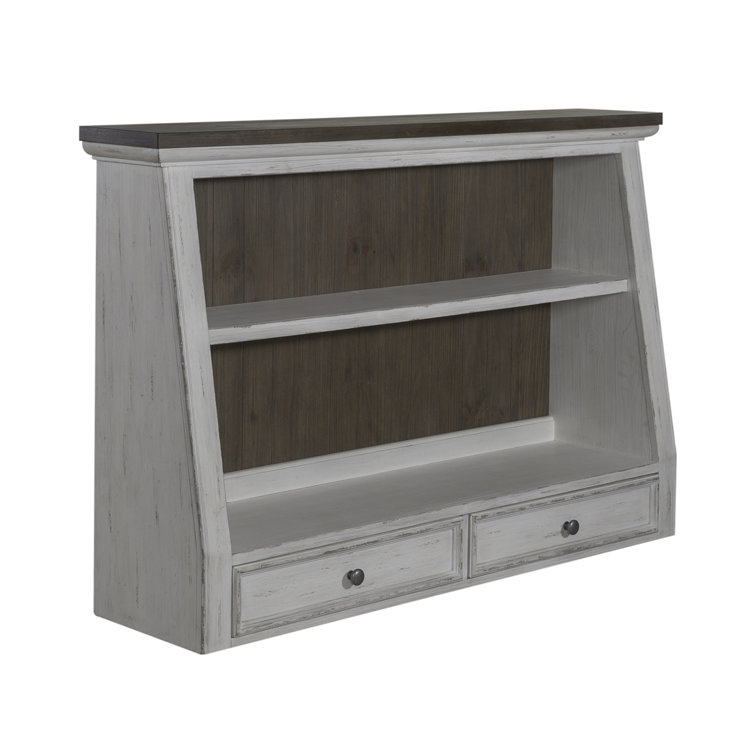 Rustic Brown and White Pine China Cabinet with Hutch