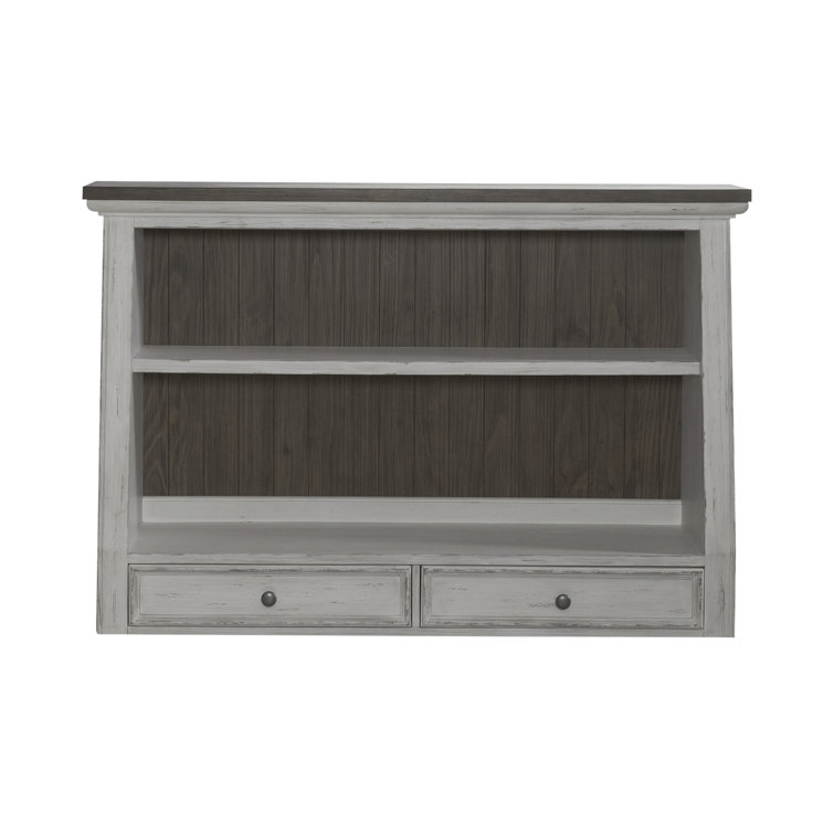 Rustic Brown and White Pine China Cabinet with Hutch
