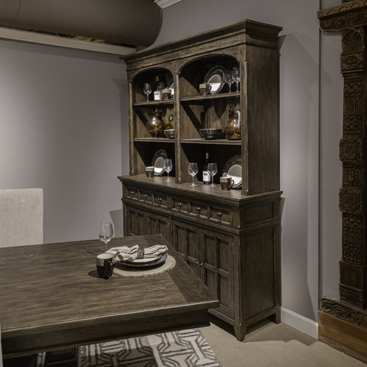 Saddle Brown Traditional Buffet with Drawers and Doors