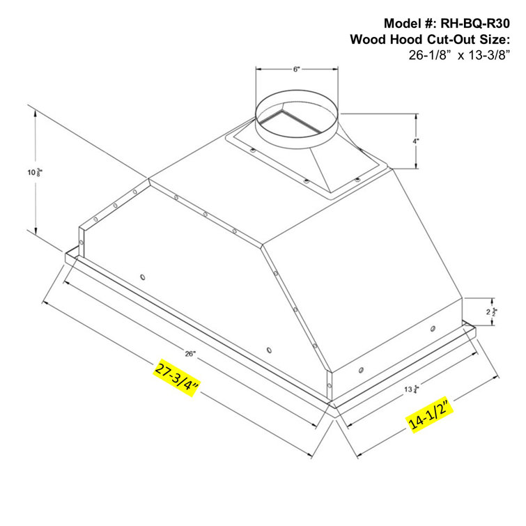 Awoco 30" Stainless Steel Insert Range Hood with Mesh Filter