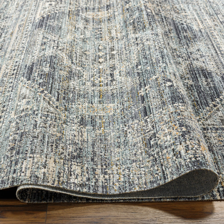 Elegant Gray Synthetic 9' x 13'1" Easy-Care Area Rug