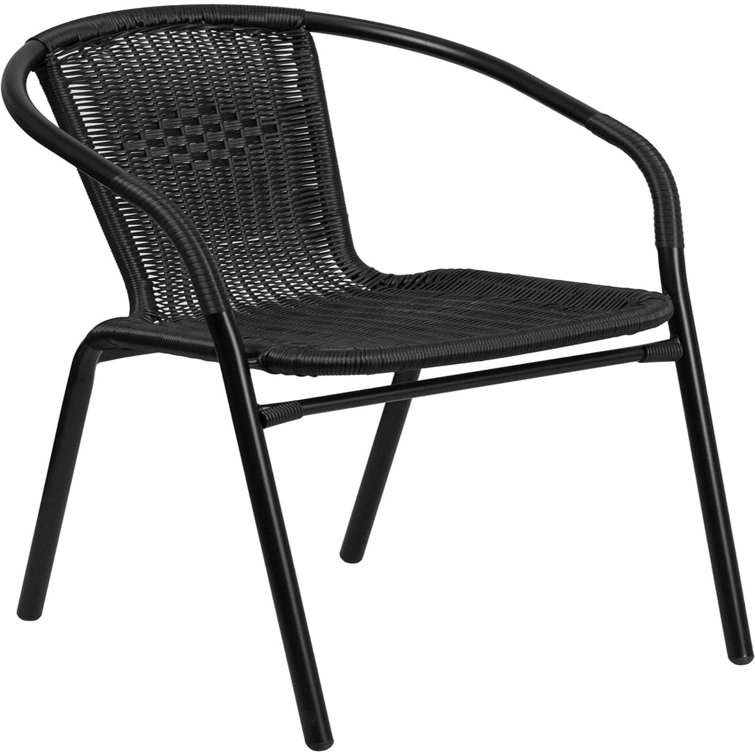 Modern Black Powder-Coated Steel Stackable Outdoor Dining Chair