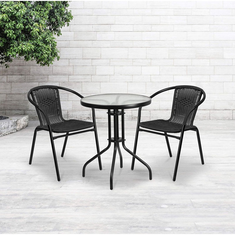 Modern Black Powder-Coated Steel Stackable Outdoor Dining Chair