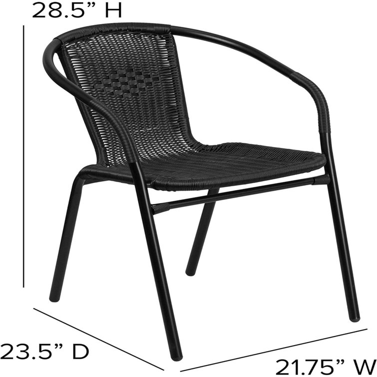 Modern Black Powder-Coated Steel Stackable Outdoor Dining Chair
