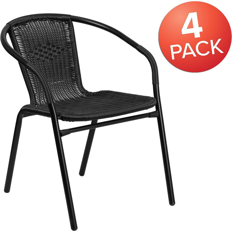 Modern Black Powder-Coated Steel Stackable Outdoor Dining Chair