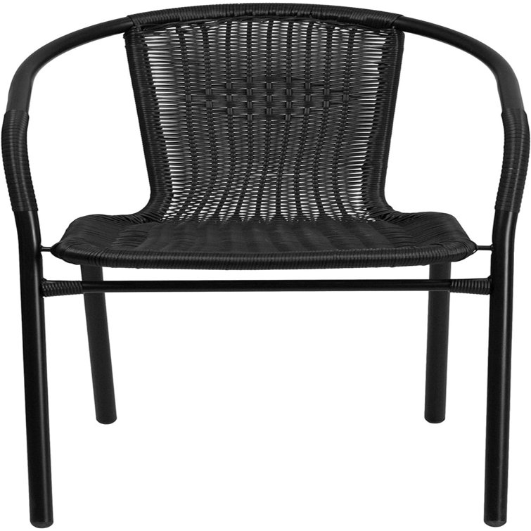 Modern Black Powder-Coated Steel Stackable Outdoor Dining Chair