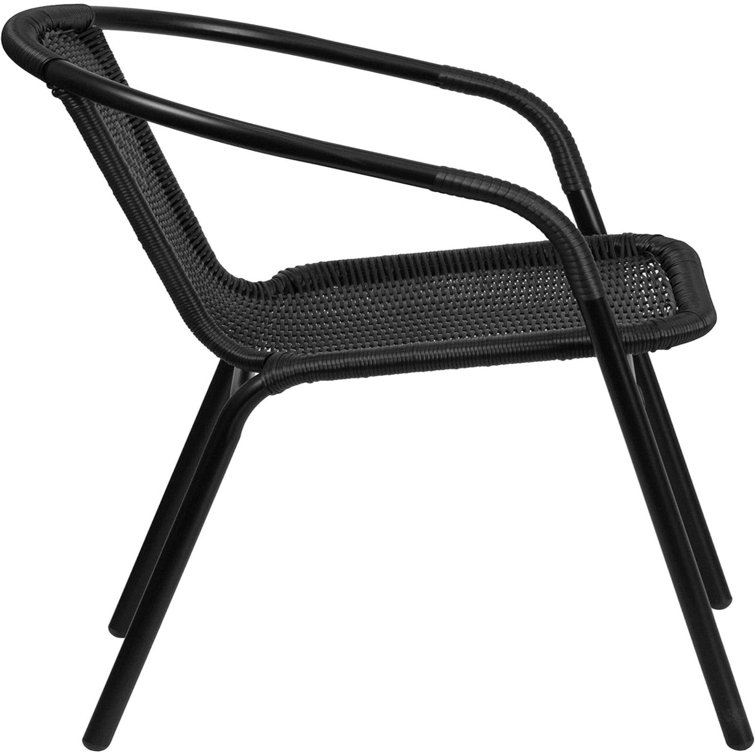 Modern Black Powder-Coated Steel Stackable Outdoor Dining Chair
