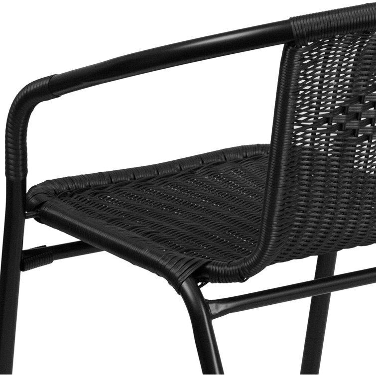 Modern Black Powder-Coated Steel Stackable Outdoor Dining Chair