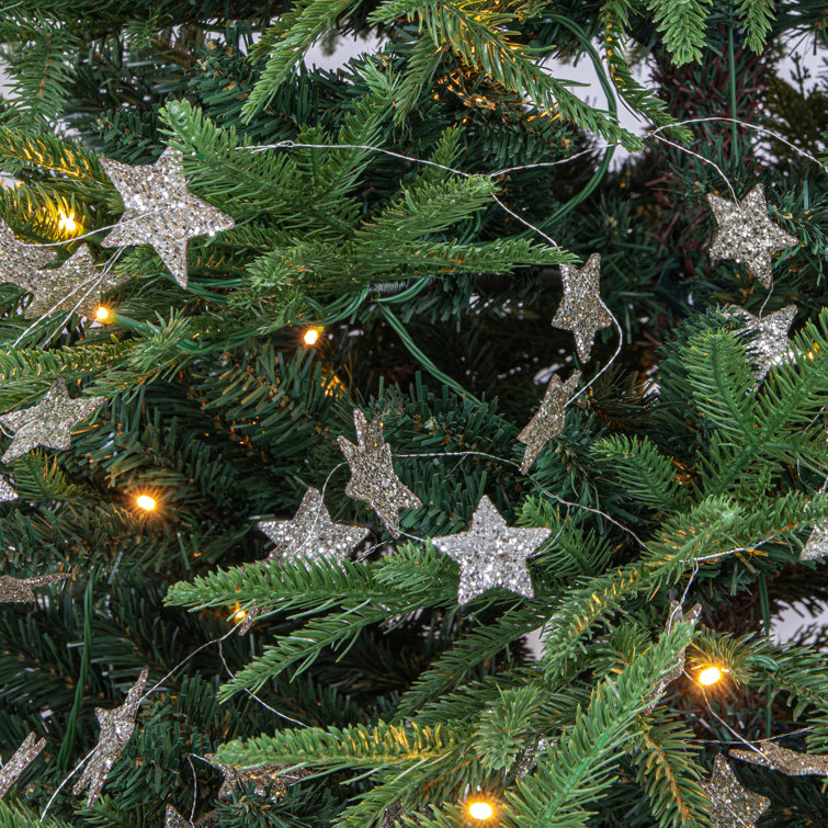 Silver Glitter Star 72-Inch Outdoor Pine Garland