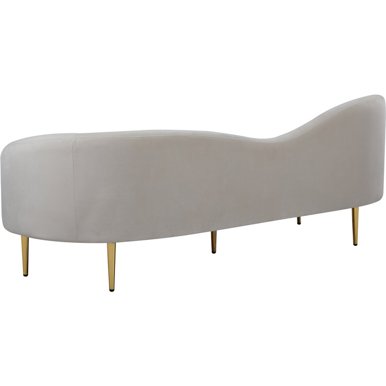 Cream Velvet 86'' Contemporary Sofa with Gold Metal Legs