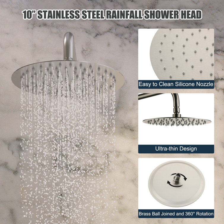 Brushed Nickel Dual Function Rain Shower System with Handheld