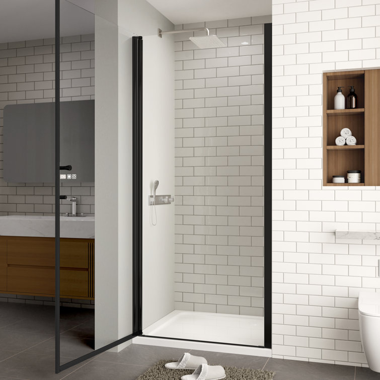34'' W x 72'' H Frameless Clear Tempered Glass Pivot Shower Door